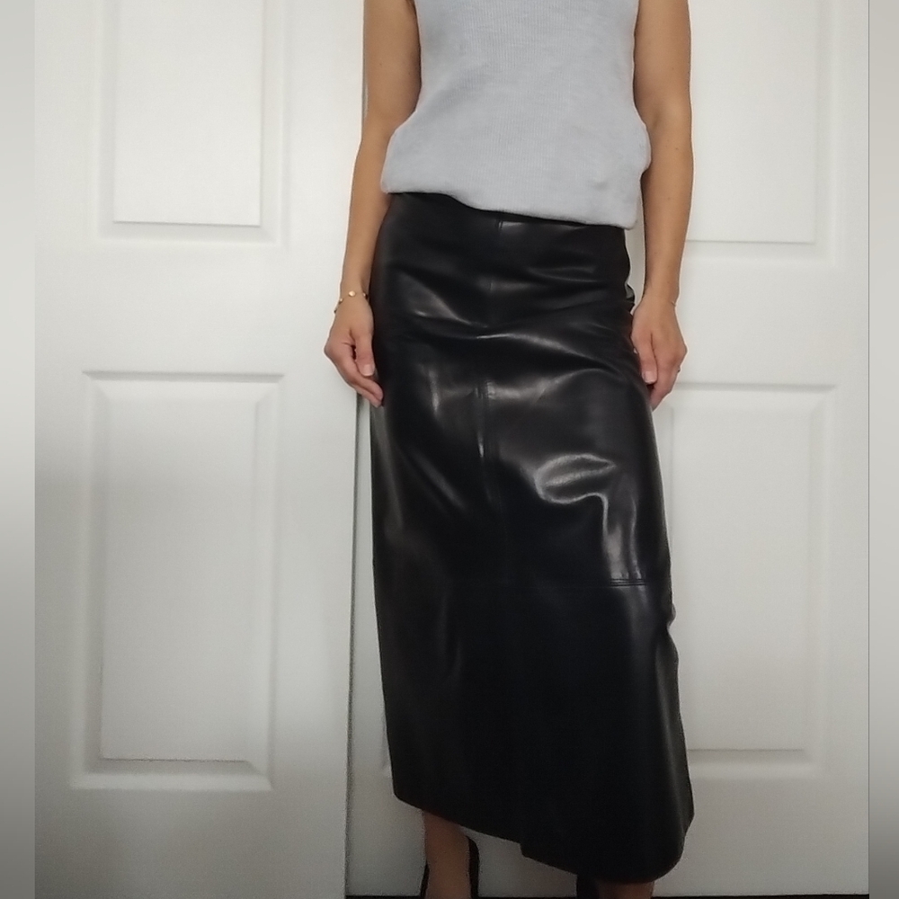 Searle Black Leather Maxi Skirt